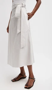 TIBI Eco Poplin Back Wrap Stone Skirt Sz 12 women’s NWT$425 100%organic Cotton - Picture 1 of 6