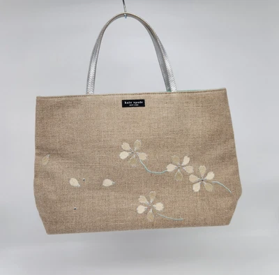 Bolso de hombro Kate Spade New York de lino neutro beige Foto 1 de 4