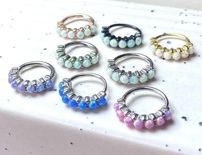 1pc Bendable 7 Opal Hoop Ring Nose Eyebrow Cartilage Rook Daith Helix Tragus  - Image 1 of 4