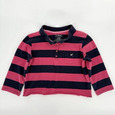 L.L. Polo Bean Kids con Rayas de Rugby Rosa y Azul Marino Recortado Niñas 14/16 Foto 1 de 4
