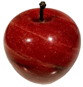 Polierter Marmor roter Apfel Obst mit Stiel Briefbeschwerer Wohnkultur 3,5" Höhe Lehrer - Bild 1 von 5