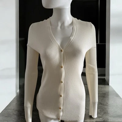 Cárdigan The Row tejido acanalado marfil Foto 1 de 4