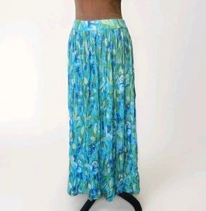 Vintage White Stag Skirt Maxi Crinkle 16W Bohemian Hippie Festival Blue Beachy - Picture 1 of 7