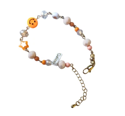 Pulsera cara sonriente chapada en oro hecha a mano joyería lindo regalo de moda - naranja Foto 1 de 4