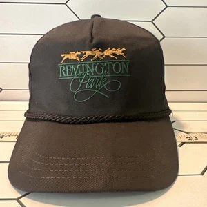 Remington Park Vintage 5 Panel Rope Embroidered Y2K Leather Strap-back Hat Cap - Picture 1 of 12