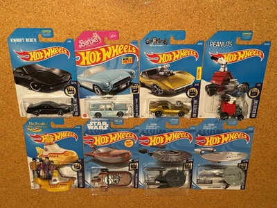 Hot Wheels Lote de 8 HW Tiempo de Pantalla KITT Barbie Gas Monkey Corvette Star Wars Foto 1 de 4