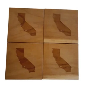 California Silhouette Holzuntersetzer Laser geschnitzt Bargeschirr Kaffee Café - Bild 1 von 5