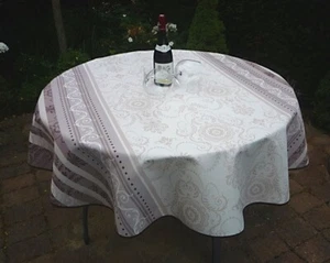 Mantel De Mesa Provence 160 Cm Redondo Crema Gris De Francia Fácil De Cuidar - Imagen 1 de 5
