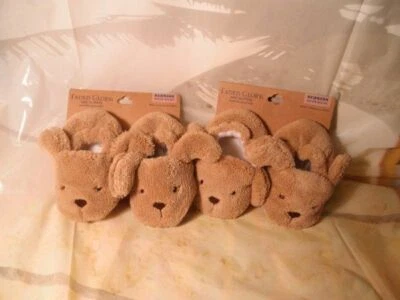 NEW (LOT OF 2 PAIRS) by FADED GLORY, NEWBORN UNISEX BABY SLIPPERS (PUPPY OR DOG) - Image 1 of 4