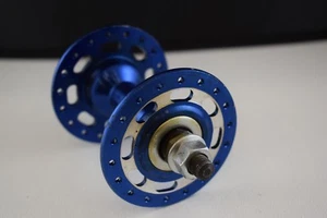 Jou Yu buje delantero brida alta estampada K83 36h anodizado azul nuevo de lote antiguo bmx vieja escuela - Imagen 1 de 9
