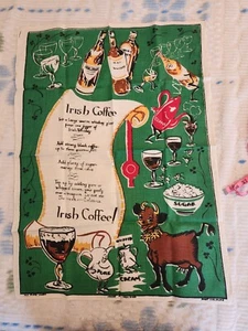 Vintage Linen Kitchen/Tea/Hand Towel Irish Coffee 22" x 32" Green Bold Color - Picture 1 of 6