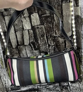 Kate Spade New York Women's Slim Baguette Med Bag Wide Stripped Lime Pink Black - Picture 1 of 14