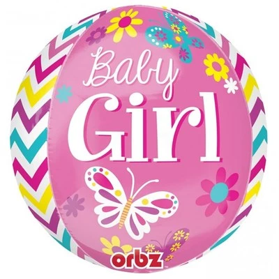 BEAUTIFUL BABY GIRL ORBZ FOIL BALLOON BABY SHOWER PARTY DECORATION BUTTERFLIES - Image 1 of 3