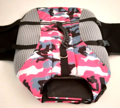 Спасательный жилет для собаки XL розовый камуфляж/светоотражающая/спасательная ручка/D-кольцо/легкий/ ЧИТАЙТЕ - Изображение 1 из 4