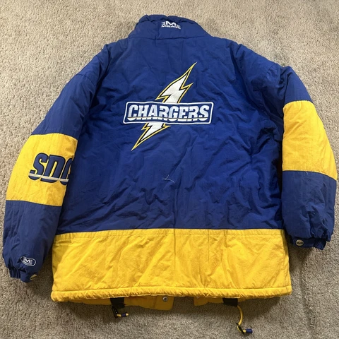 Vintage San Diego Chargers Mirage Jacket Mens Medium Blue Full Zip Spellout Logo Cover