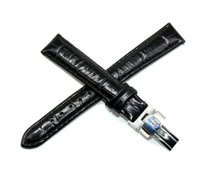 Lucien Piccard 14MM Alligator Grain Genuine Leather Watch Band 6.5" BLACK NEW! - Picture 1 of 5