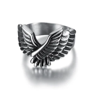 Anillo de ala de águila voladora de acero inoxidable para hombre talla 7-13 - Imagen 1 de 5