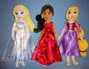 Disney Store Princess Doll LOT-Elena-Rapunzel-Frozen Elsa/Snow Queen-Plush SET-3 - Picture 1 of 10