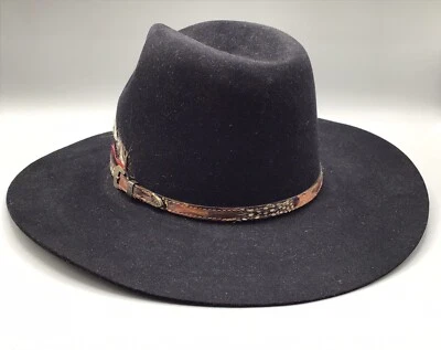 WILD BILL'S Genuine Fur Felt Australian outback cowboy hat S/Belt & Feather Band Foto 1 de 4