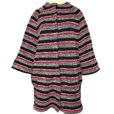 Twin Set S Barbieri Knit Jacket Wool Blend  Sz S Black Pink Stripes Coat Italy — 第 1/4 张图片