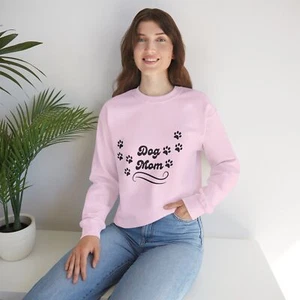 Dog Mom Sweatshirt, Cute Dog Lover Gift, Cozy Pet Owner Jumper, Funny Dog Mama - Picture 1 of 17