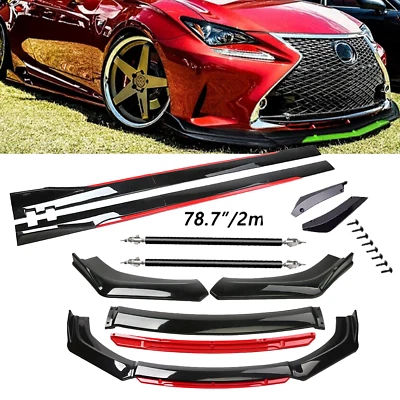 Front Bumper Lip Spoiler/ Body Kit+Side Skirt black-Red For Lexus ES250 ES300 Foto 1 de 4