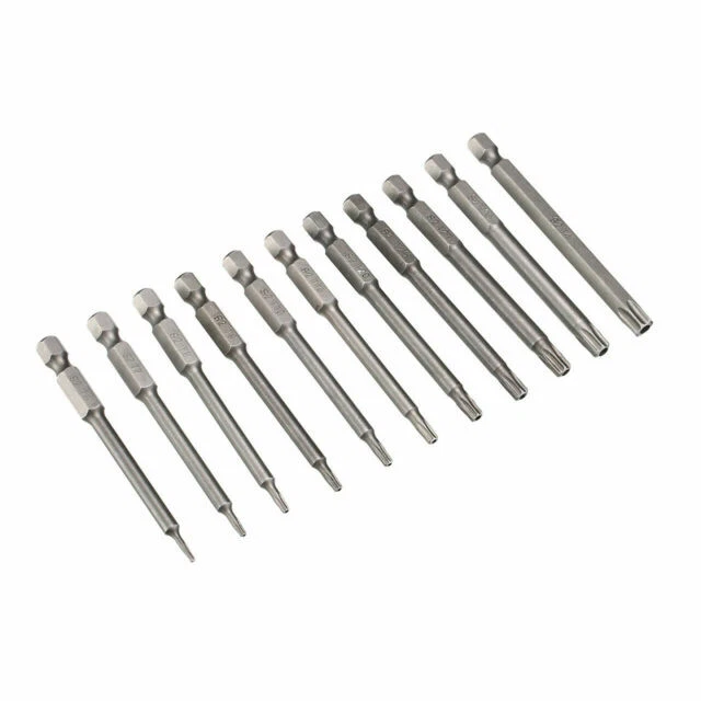 Jenoco EY-GS0683GY Quick Change Impact Driver Long Tamper Proof Star Drill Bit Set - Silver