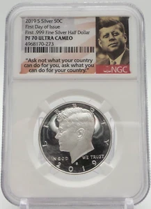 2019 S Silver 50C First Day of Issue PF 70 Ultra Cameo Half Dollar NGC - C2379 - Picture 1 of 5