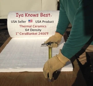 1" CeraBlanket 18"x24" Ceramic Fiber Insulation Blanket 6# Thermal Ceramic 2400F - Picture 1 of 9