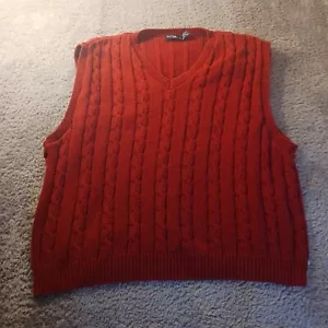 Van Heusen Sweater Vest Cable Knit 100% Cotton Sleeveless Preppy Casual Mens XL - Picture 1 of 6