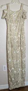 Adriana Papell Formal Dress Size 2 Gown Wedding Off Shoulder Champagne Beige XS - Picture 1 of 4