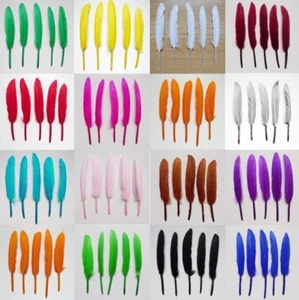 Colourful Goose Feathers 10-15cm Craft Hat Arts Decorations Wedding Headdress UK - Picture 1 of 12