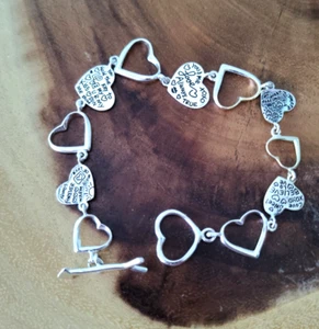 Herz Gliederarmband Sterlingsilber 0,925 Knebelpfeil Liebesbombe 8,25 Zoll - Bild 1 von 9
