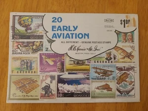 H.E. Harris & Co. 20 Early Aviation verschiedene Briefmarken Set, ungeöffnet. - Bild 1 von 1