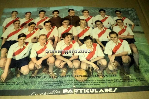RIVER PLATE 4th. Special CHAMPION 1935 - PEDERNERA - ORIGINAL POSTER El Grafico Cover