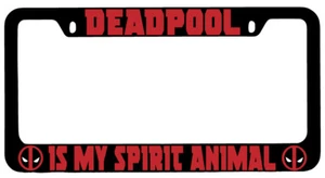 Deadpool Is My Spirit Animal Design 2A Black METAL License Plate Frame Auto - Foto 1 di 1