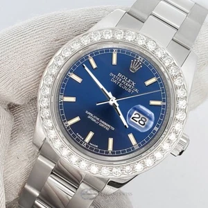 Rolex Datejust Midsize 31mm 178240 Blue Index Dial 1.6ct Diamond Bezel Watch - Picture 1 of 8
