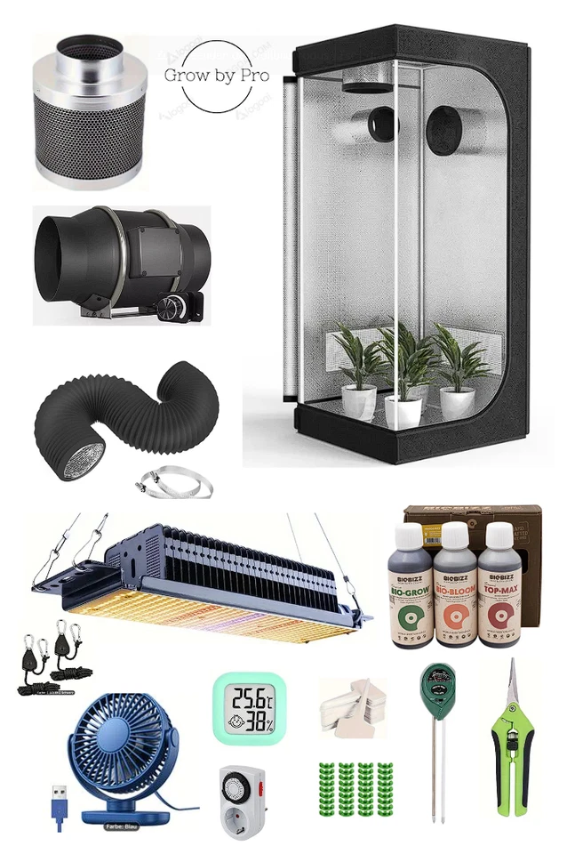 🌱 Growbypro Growbox Komplettset | LED Licht 💡 | Belüftung & Zubehör 🌿 - Bild 1 von 1