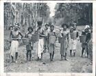 1944 New Guinea Natives Carry Liquid Latex in Buckets to Factory Press Photo