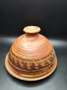 Vintage Studio Art Pottery Glazed Stoneware Covered Cheese/Butter Dish Signed - Picture 1 of 10