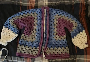 Handmade Crochet Oversized Hexi Granny Square Cardigan girl - Picture 1 of 5