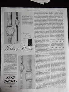 Seth Thomas Uhren von 1952 4 Modelle mit vollständigen Beschreibungen Original Werbung - Bild 1 von 1