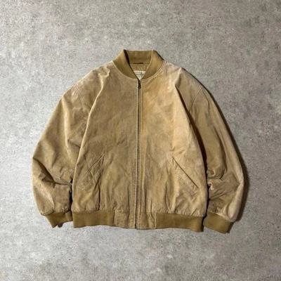 St. John's Bay Suede Leather Blouson Jacket Beige Used - Image 1 of 4