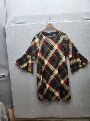 Jessica Howard Womens Plaid Flared Bell-Sleeve Tunic Dress 1X Multicolor Polyest - Image 1 of 4