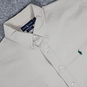 Ralph Lauren Button Down Blake Shirt Men's Size Large Beige Short Sleeve Cotton - Picture 1 of 10
