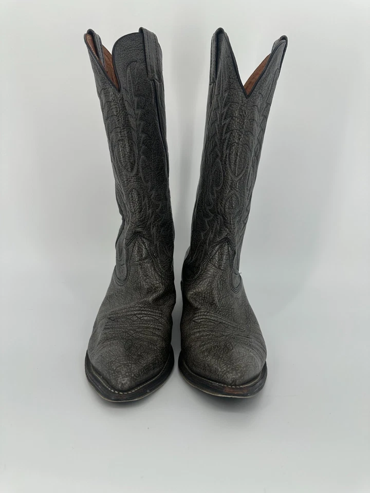 Nocona Vintage Black Leather Cowboy Boots Western Stitch Size 8D Made in USA - Image 1 of 4