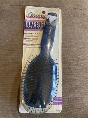 Vintage Goody Styler Blue Hairbrush Small natural wood comfort tip Brush 1993 - Image 1 of 4