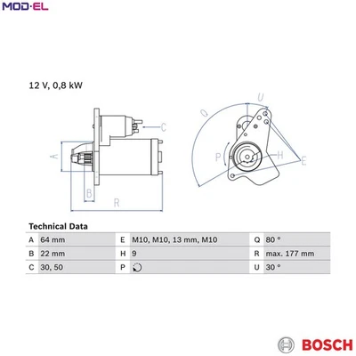 STARTER 0 986 026 250 FOR RENAULT SCENIC/III/GRAND/IV KADJAR LUTECIA CLIO/Van - Image 1 of 4