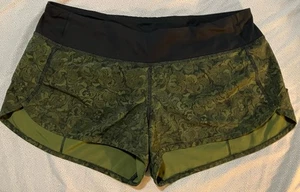 Lululemon Damen Speed Up Laufshorts olivgrün schwarz Spitzendruck Größe 8 - Bild 1 von 6