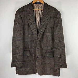 Vtg Chaps Ralph Lauren Men’s Pure New Wool Checkered Two Button Blazer Size 46T - Picture 1 of 9